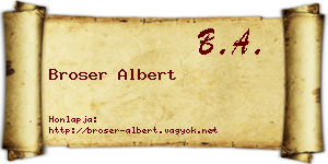 Broser Albert névjegykártya